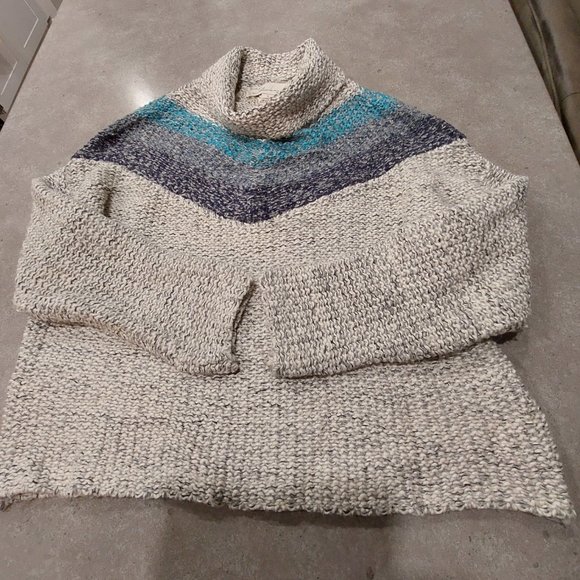 Vintage Havana Gray and Blue Cowl Neck Sweater - Picture 4 of 13